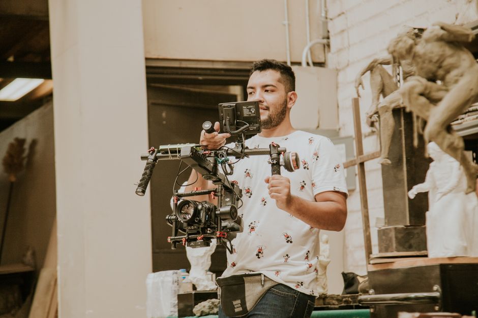 Wedding videographer filming